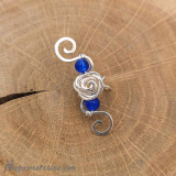 93b - Srebrny earcuff 'Róża" niebieski
