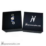 93b - Srebrny earcuff 'Róża" niebieski